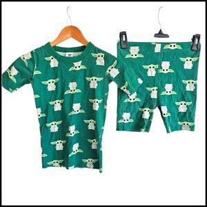 Hanna Anderson Star Wars‎ Mandalorian Grogu Pajama Set Kids Green Outfit 150 12